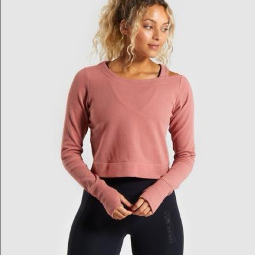 Gymshark Studio Pink Off-the-Shoulder Sweater